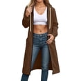 thumbnail image 6 of Lumtrix Long Hoodies for Women Zip Up Fleece Oversized Long Sleeve Sweatshirts Fall Winter Warm Hoodie Dress with Pockets Brown XL, 6 of 6