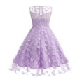 thumbnail image 3 of IBTOM CASTLE Kids Girls Embroidery Flower Lace Dress Wedding Pageant Party First Communion Casual Dresses Princess Bridesmaid Maxi Gown 13-14 Years Purple Butterfly, 3 of 8