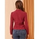 thumbnail image 5 of Camisa con cuello Peter Pan para mujer, elegante blusa con botones en la parte delantera, top con peplum de corazón retro rojo S, 5 of 6