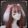 thumbnail image 5 of KKmeter 1 Pair Girls Cute Bunny Plush Lop Ears Hair Clip Bowknot Lop Ears Hairpin Halloween Cosplay Costume Hair Accessories Pink, 5 of 5