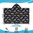 thumbnail image 2 of Colorful Controllers Games Icons Black Pattern Hooded Bath Towel，60"x35" for Ages 3 To 12 Kids, Quick Dry Lightweight Soft Microfiber Hood Beach Towel Cover Up for Kids, 2 of 7