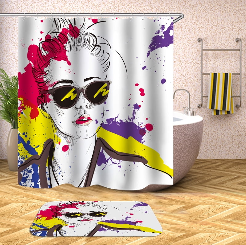 Cartoon girl Shower Curtain , Bathroom Decor , Shower Curtains floor