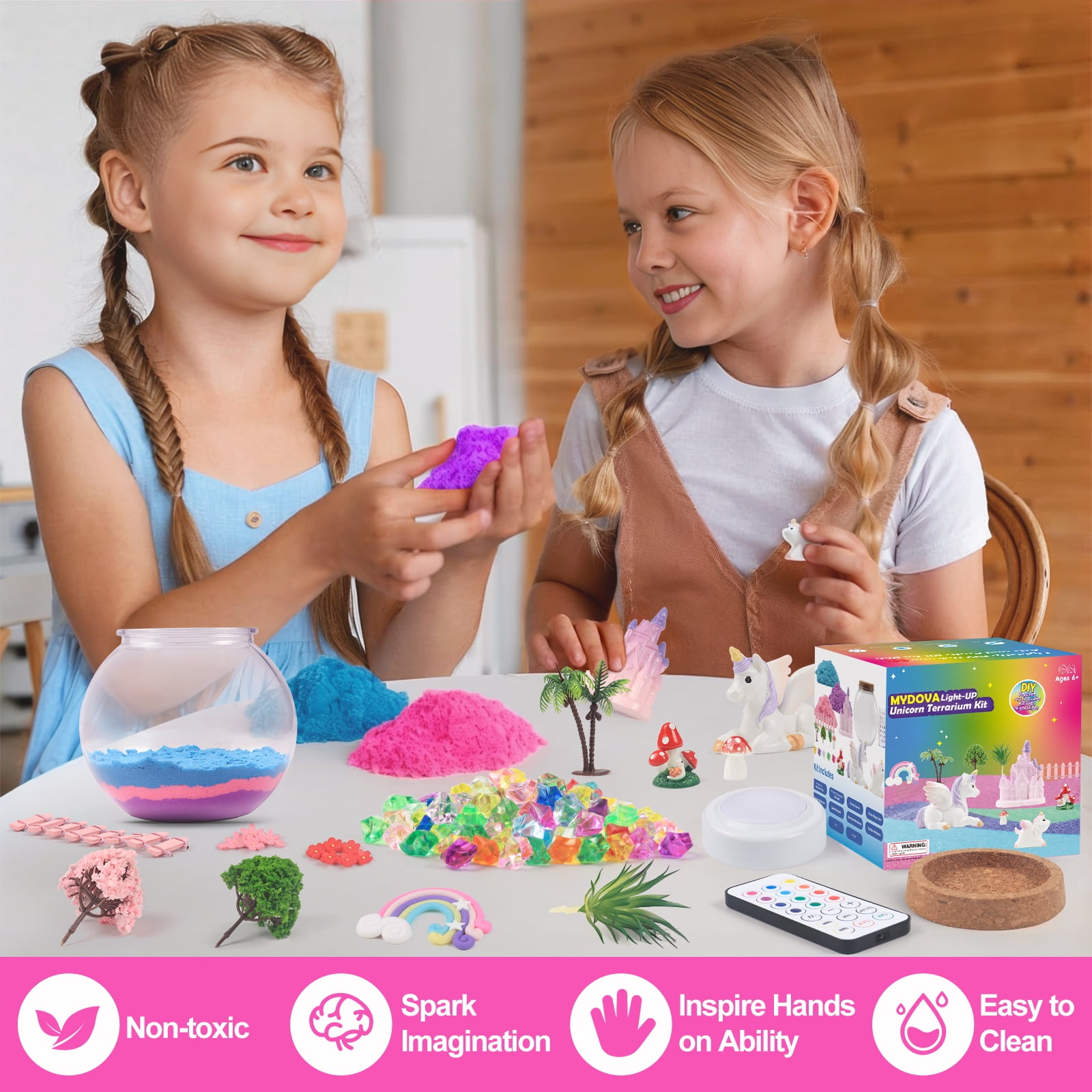 Light-Up Unicorn Terrarium Kit for Kids - Kids Birthday Gifts for Kids - Best Unicorn Toys & Activities Kits Presents - Arts & Crafts Stuff for Little Girls & Boys Age 4-12 Girl Gift