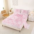thumbnail image 2 of Manfei Pink Princess Bow Letter A Bed Sheets for Girls, Boho Damask Flower King Sheets, 4pcs, 2 of 5