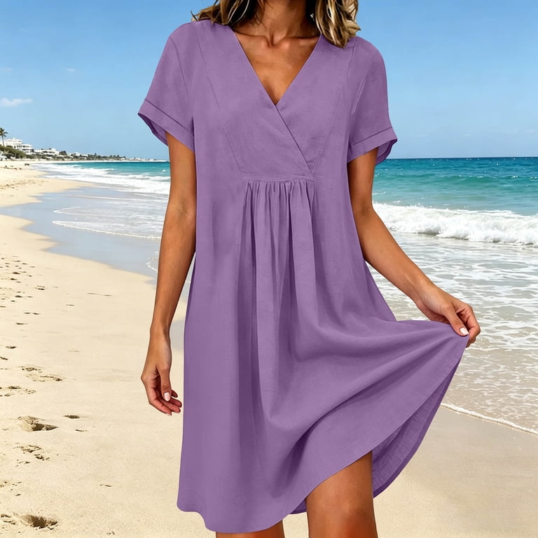 Sentmoon V Neck Maxi Dress Breathable Regular Fit Flowy Dresses for Women with Pockets 2026 Summer Dress Cute for Concert S-XXXL