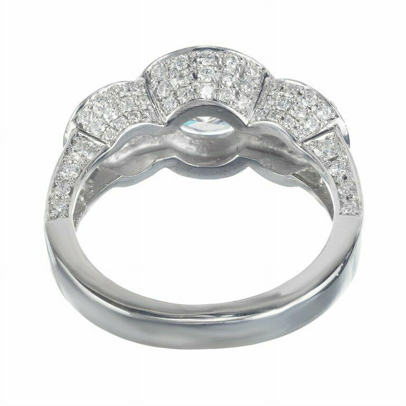 HeartsAndYou 3ct Round Cut Moissanite Engagement Ring for Women Triple Halo Trilogy 18k White Gold over Silver