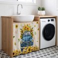 thumbnail image 3 of Sunflower Cabinet Curtain 35"Wx35"L, Dustproof Under Sink Skirt with Self Adhesive Tape, Watercolor Summer Floral Truck Vintage Cabinet Curtain Cover for Kitchen Sink, Bathroom Vanity, Laundry Room, 3 of 9