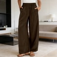 thumbnail image 3 of Palazzo Pants for Women Elastic High Waist Wide Leg Loose Fit Flowy Cotton Linen Pants with Pockets Lounge Trousers, 3 of 9
