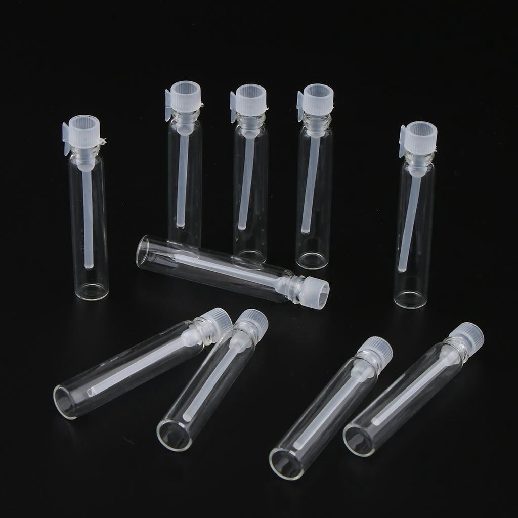 FITYLE 4x50x Mini Glass Vials Empty Essential Oil Fragrance Bottle 2ml White Cap
