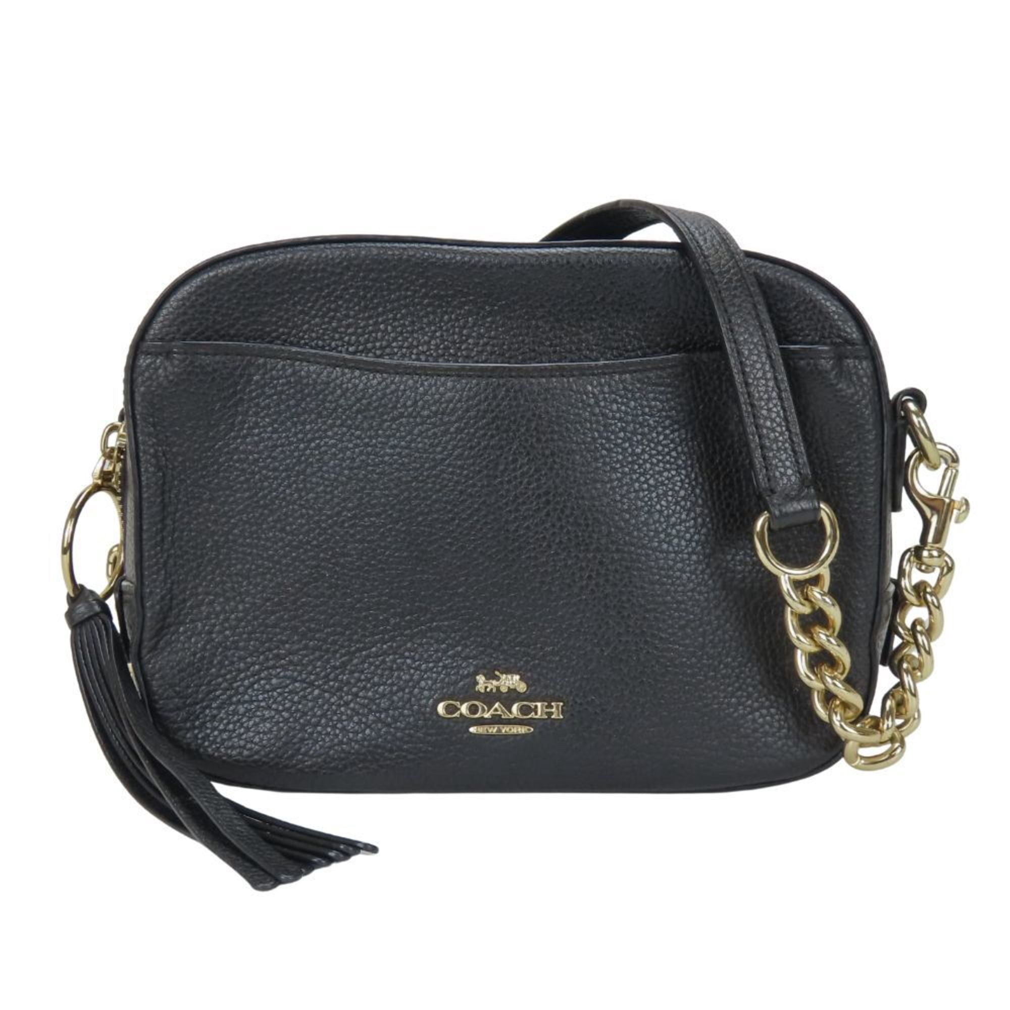 Pre-Owned Coach Shoulder Bag 29411 Camera Leather Black Pochette
