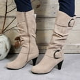 thumbnail image 4 of Bnwani Boots for Women Knee High Fashion Toe Knee-High Strap Versatile Casual Boot Beige Size 8.5, 4 of 7