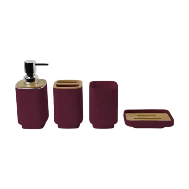 Juego de 4 accesorios de baño modernos para el hogar, hotel, práctico y rústico, dispensador de loción. Rojo