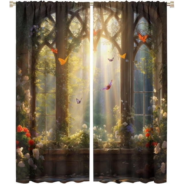 Football Curtains Grommet Light Filtering Window Drapes with Sports Theme Water Fire Rugby Print Pattern Decorative Privacy Curtains for Kids Boys Teen Bedroom Living Room 2 Panels 52 x 63 Inch