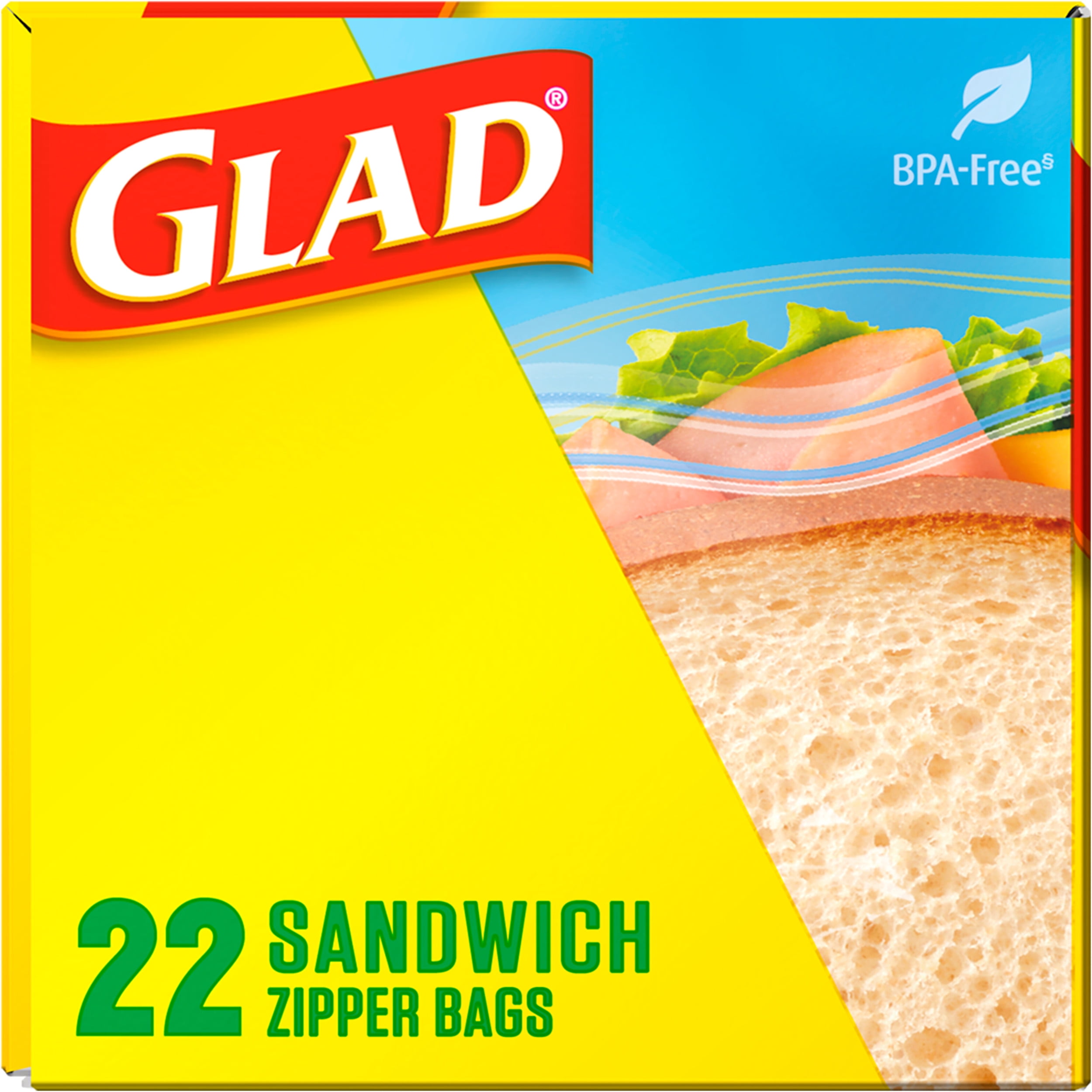 Glad Food Storage Zipper Sandwich Bags, Clear - 50 count