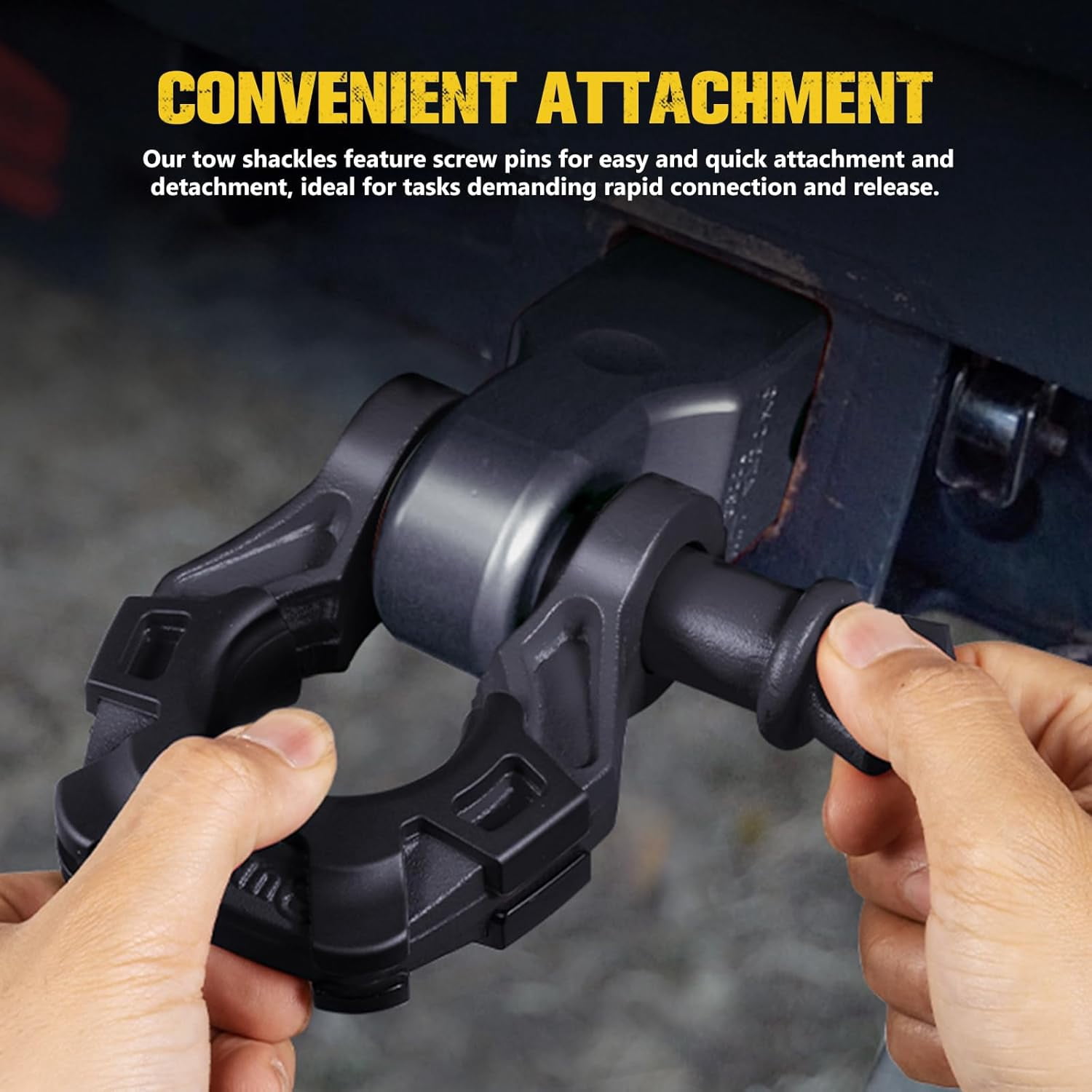 BUNKER INDUST 3/4" D Ring Shackle with 7/8" Pin,Black Tow Shackles with Isolator for Use with Tow Strap, Winch, 2 Pack Off-Road Recovery Shackle for Jeep Truck ATV UTV, 42,000lbs Break Strength