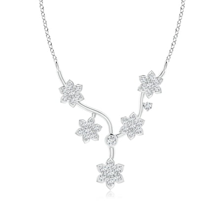 ANGARA Natural Diamond Floral Fashion Necklace in 14K White Gold for Women (Size-1.6mm| Color-G| Clarity-VS2) | April Birthstone, Anniversary, Jewelry Gift for Women | Natural Diamond Necklace