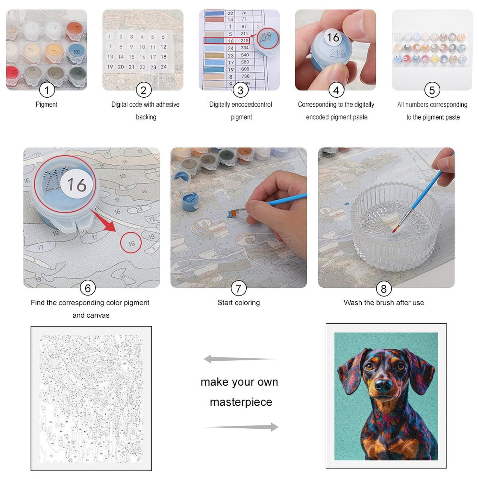Paint By Numbers Kit for Adults Beginner - DIY Colorful Dog Portrait Art Design Canvas Painting Kits for Adults, Frameless Paint By Number for Adults for Home Wall Decor 16x20 Inch