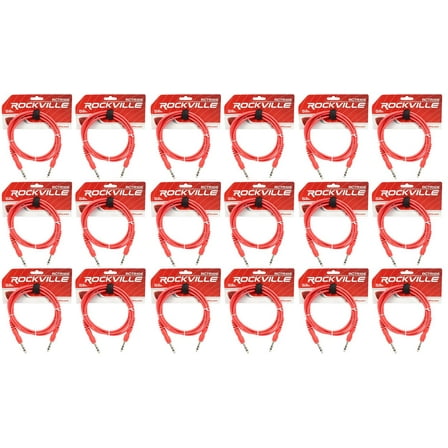 18 Rockville RCTR106R Red 6' 1/4'' TRS to 1/4'' TRS  Cable 100% Copper