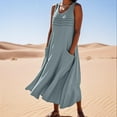 thumbnail image 2 of ZHUGeLI Women's Summer Dresses Cotton and Linen Dress Long Sleeveless Solid Color Dress with Pocket Skirt, 2 of 7