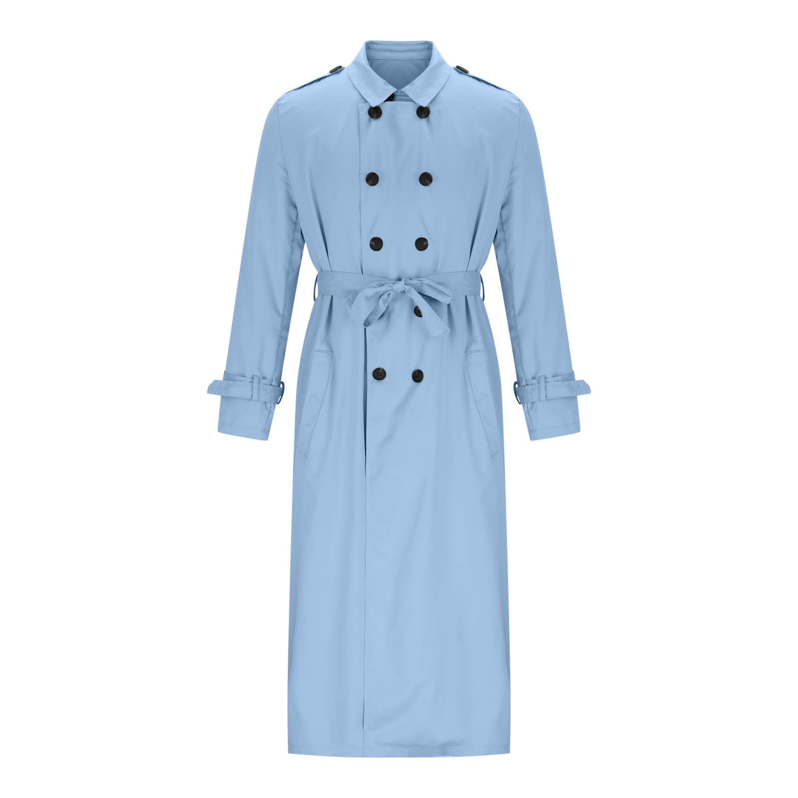 hotojiny Men's Trench Coat Stylish Loose Fit Double Breasted