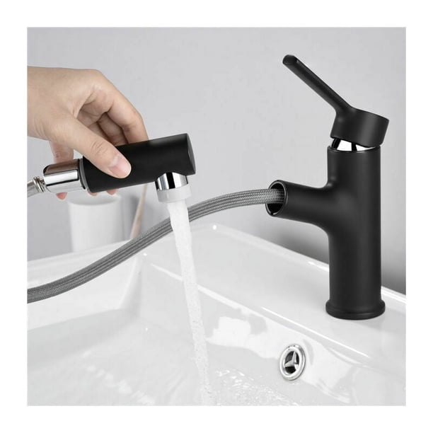 Grifo de baño con tres modos de rociado, diseño de manija única que ofrece un control de agua versátil, grifo de primera calidad hecho de latón de alta calidad con un acabado negro mate