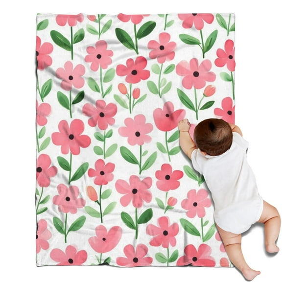 Pioneer Flower Blanket,Comfortable Soft Flannel Throw Blanket,All Season,Warm Lightweight Blankets for Sofa Bed Couch Living Room Chair,30"x40"(80x100cm)