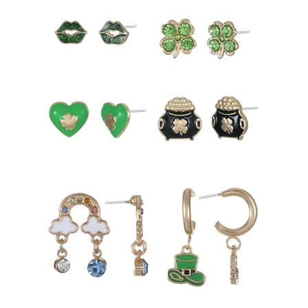 Way to Celebrate St. Patrick's Day Motif Earrings set, 6 Pair