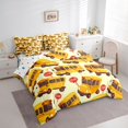thumbnail image 3 of Feelyou Yellow School Bus Bedding Comforter Set 7pcs for Kids, Cartoon Car Truck King Bedding Sets, Kawaii Vehicle Reversible Bed Sheets, Lightweight Room Decor, 3 of 7