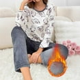 thumbnail image 5 of BLTIBY Flannel Pajama Sets for Women 2 Piece Crew Neck Valentine's Day Fuzzy Long Sleeve Pants Oversized Casual Sherpa Sleepwear Outfits Gray L, 5 of 8