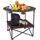 thumbnail image 1 of Mesa de camping portátil Mesas de picnic plegables Mesa plegable liviana Mesa de playa de lona impermeable para exteriores con 4 portavasos y bolsas de transporte para acampar, playa, fogatas y paseos, 1 of 5