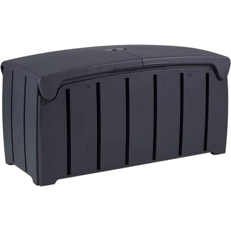 85 Gallon (321L) Outdoor Storage Organization Bin, Patio Deck Box with Dual Door Lid for Garden, Pool, & Furniture Accessories, Black