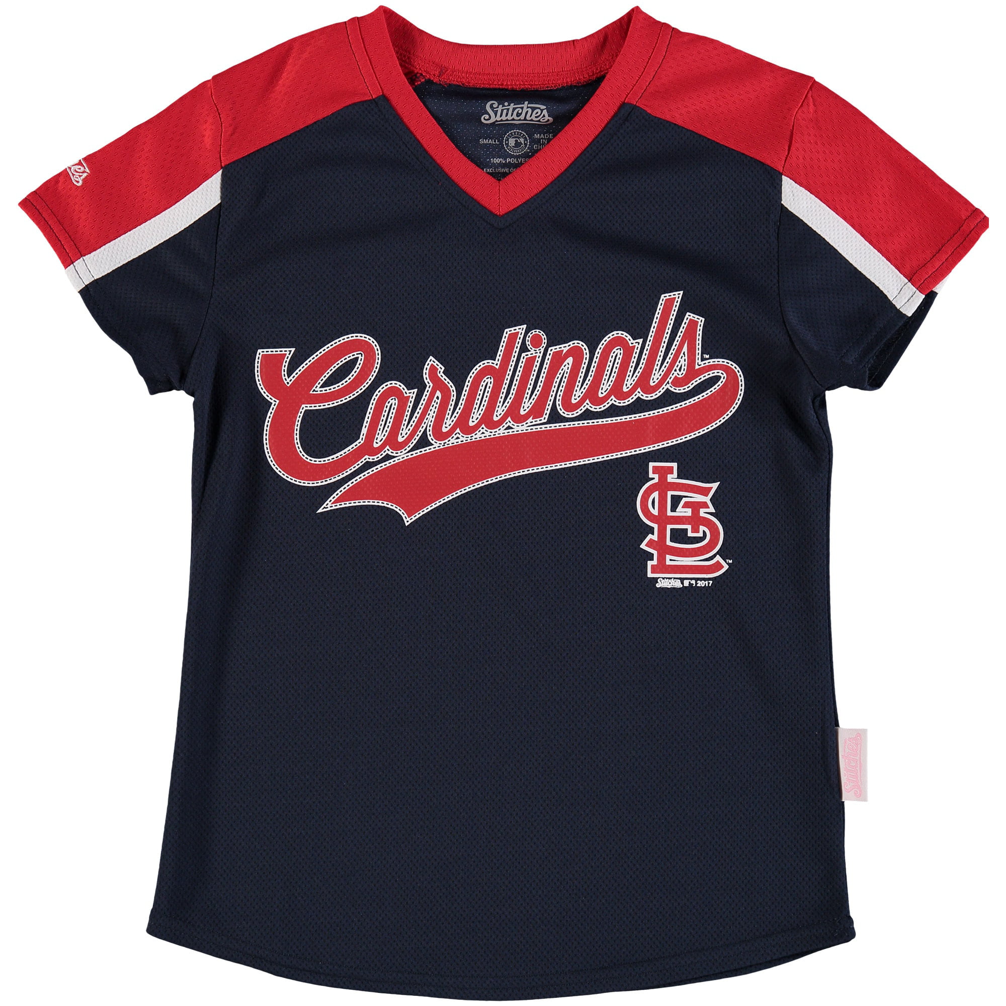 St. Louis Cardinals Stitches Girls Youth V-Neck Jersey T ...