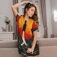 thumbnail image 3 of KLL Chemise de Nuit à Manches Courtes Imprimée Lancement de Fusée Spatiale Rétro pour Femmes, Confortable, Col Rond, Mignonne, à Volants, 3 of 6