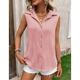 thumbnail image 6 of Cogild Sleeveless Button-Up Blouses for Womens V Neck Cardigans for Womens Summer Outfits, 6 of 7