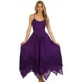 thumbnail image 5 of Sakkas Rayon Embroidered Stonewashed Adjustable Spaghetti Straps Long Dress - Purple - One Size, 5 of 6