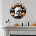 thumbnail image 6 of HavenCraft Round Halloween Door Hanger Trick Or Treat Welcome Sign Halloween Door Decoration Front Door Welcome Logo Pumpkin Door Hanger Retro Hanging Logo Home Kitchen Garden Porch Decoration, 6 of 9