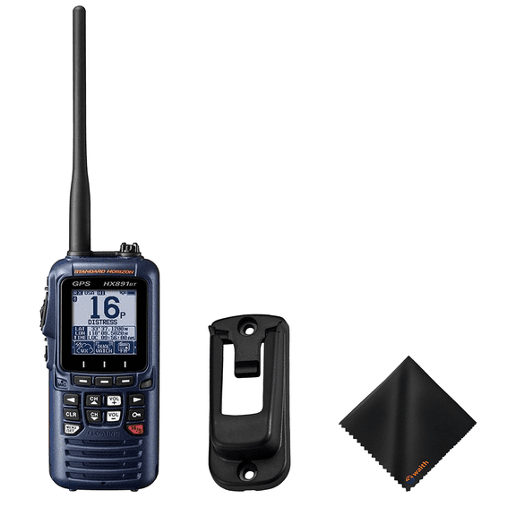 Standard Horizon HX891BT Floating Handheld VHF Radio w/Bluetooth, Hanger Bracket, Cleaning Cloth Kit
