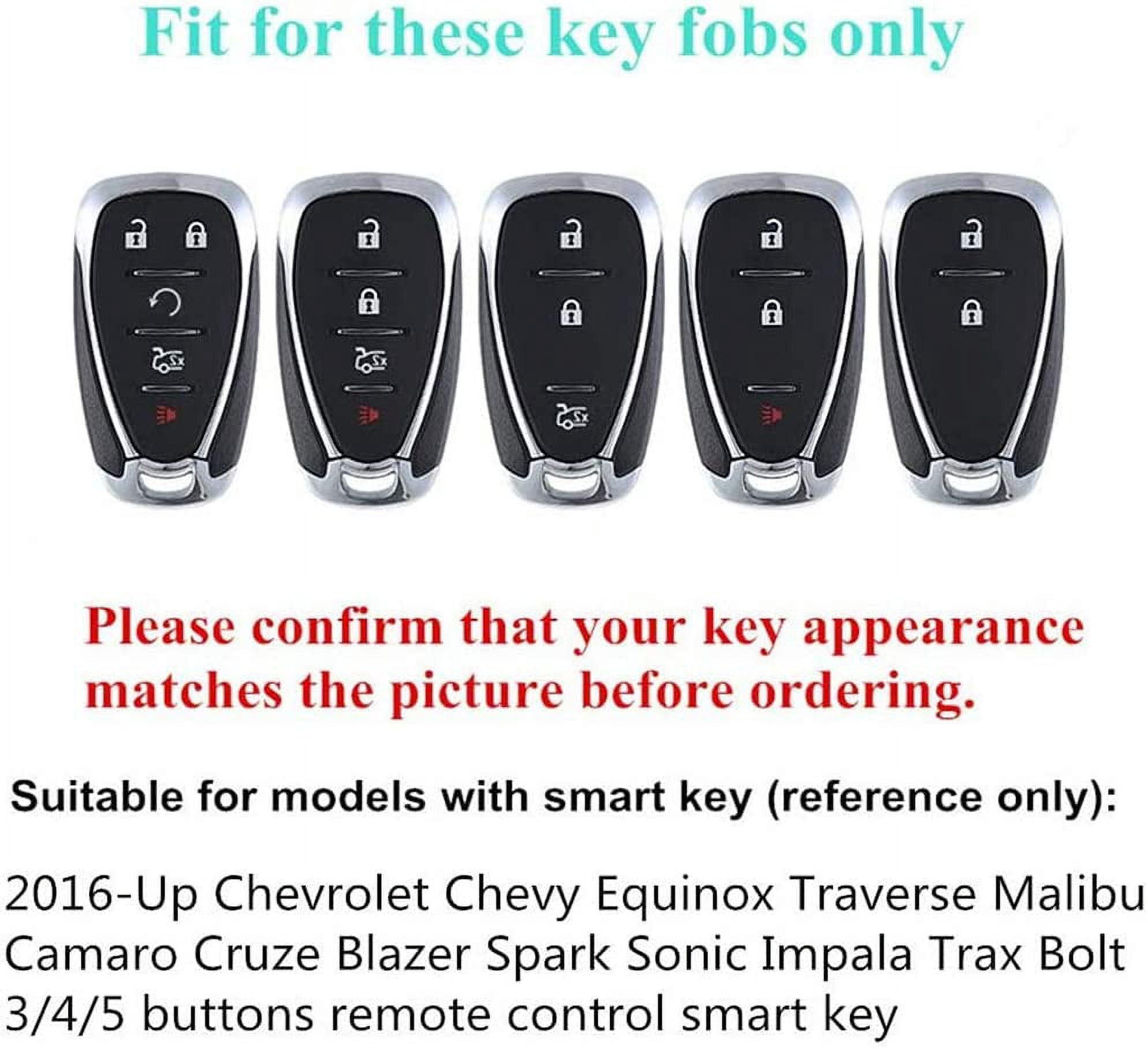 Car Key Fob Cover Case for Chevy Protector with Keychain Compatible with 2016-2020 Chevrolet Malibu Camaro Cruze Blazer Equinox Traverse Spark Sonic Impala Trax Bolt