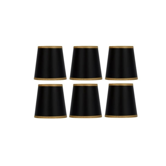 Black with Gold Trim 5 Inch Chandelier Shade 3x5x4 (Set of 6)