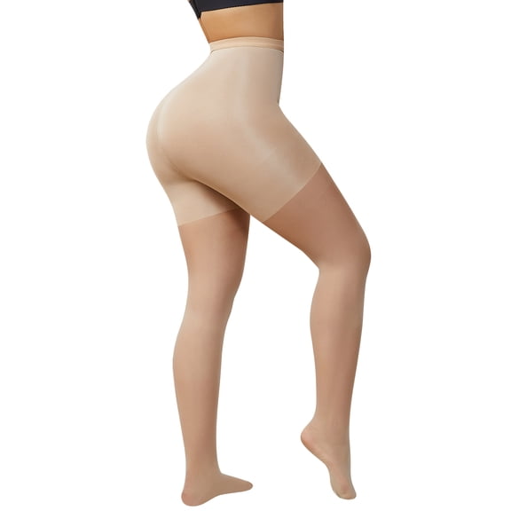 Athlemo Women's Sexy Semi-Sheer Tights Control Top High Waist Pantyhose