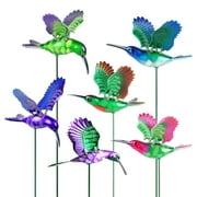 Exhart 6 Piece 4" WindyWings Hummingbird Plant Stake Assortment, 6.5 x 4 x 15.5 inches, Plastic, Multicolor