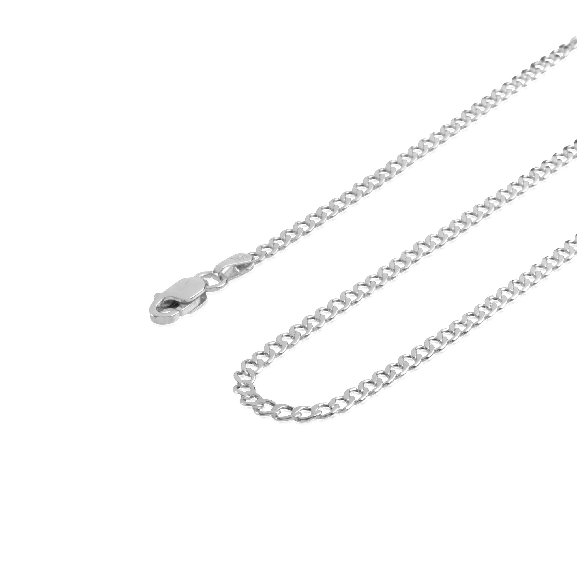 18 0.6 MM Flat Curb Necklace Gold Chain 14K White Gold
