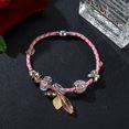 thumbnail image 2 of Pulsera simple de PU para mujer y niña con colgante de acrílico, joyería de regalo (rosa), 2 of 2