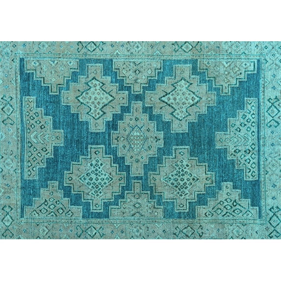 Ahgly Company Indoor Rectangle Abstract Light Blue Modern Area Rugs, 8' x 10'