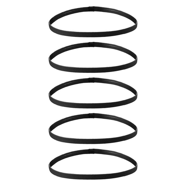 5 piezas de diademas deportivas elásticas , bandas para el pelo atléticas delgadas, banda para cabeza de Yoga, banda para el sudor para , negro Sunnimix Diademas Deportivas