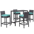 thumbnail image 2 of Modway Convene 5 Piece Outdoor Patio Pub Set in Espresso Turquoise, 2 of 4