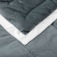 thumbnail image 3 of Kasentex  Velvet Plush Fleece Micromink Soft Down Alternative Comforter Set with Stripe Design Soft Bedding Grey Twin 2 Piece, 3 of 5