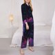 thumbnail image 3 of Balery Galactic Wolf Stare Conjunto de Pijama con Estampado para Mujer, Conjunto de Dos Piezas con Manga Larga, Ropa de Dormir Suave con Bolsillos, Pijamas Cómodos-Medium, 3 of 7