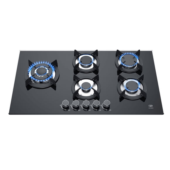 Parrilla A Gas 5 Quemadores Panel De Vidrio Templado Avera Digital VT5B