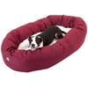 Majestic Pet Poly/Cotton & Sherpa Bagel Dog Bed Machine Washable Burgundy Large 40  x 29  x 9
